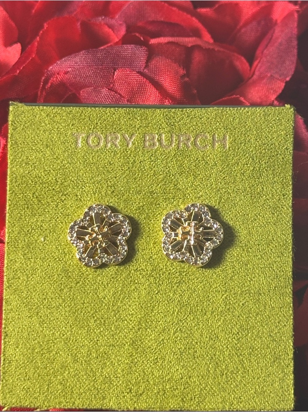 Tory Burch Crystal Flower Stud Earrings